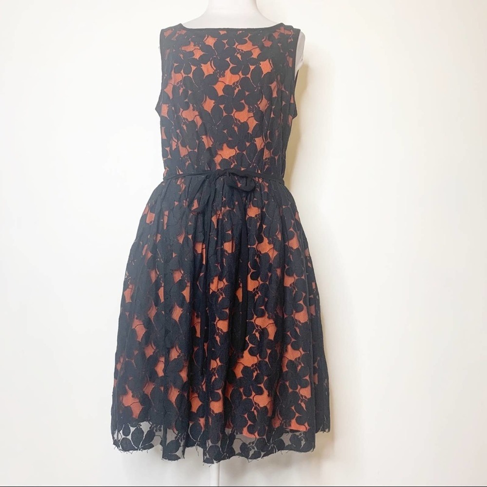 Eshakti lace overlay tie waist dress sz 16 XL